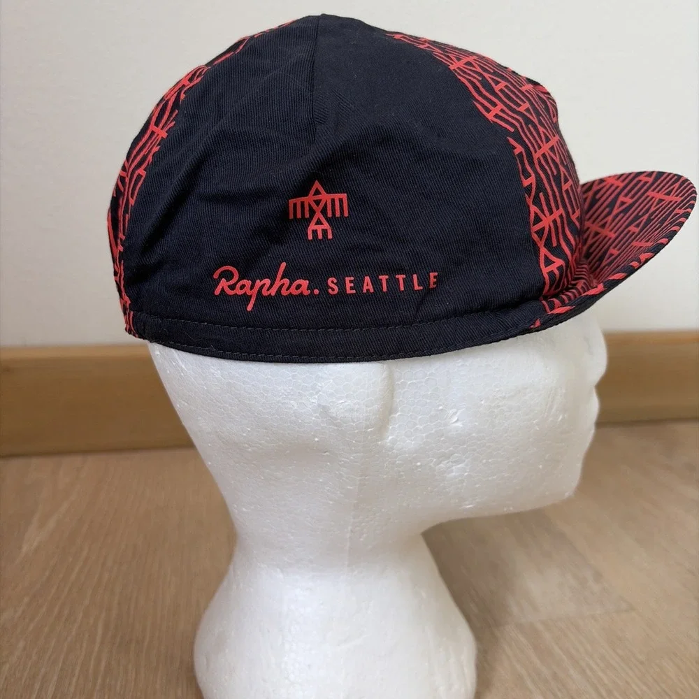 Rapha Seattle Cycling‎ Cap RCC Navy Red Pattern Club Hat Lightweight Bike